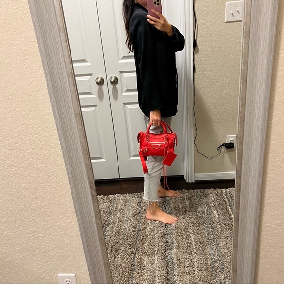 Balenciaga City Classic Metallic Edge Bag Leather Mini Red SHW - Picture 3 of 16